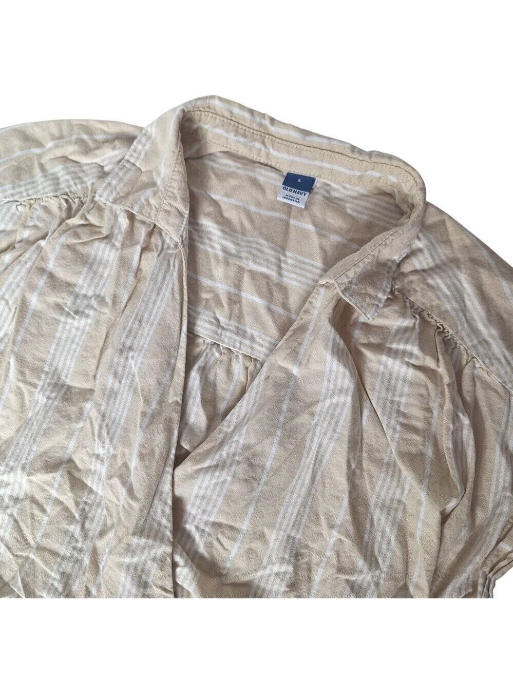 Old Navy Beige Striped Wrap Crop Top Blouse Small